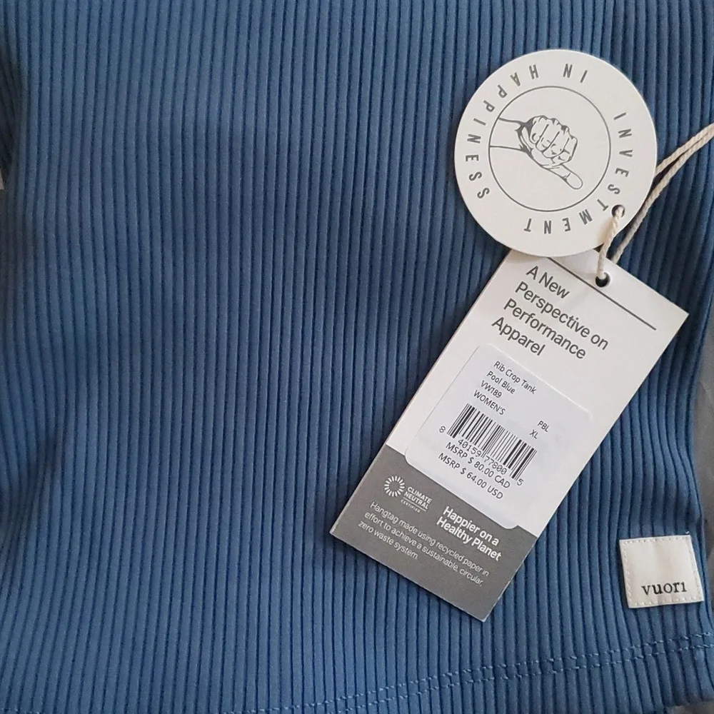 Vuori Rib Crop Tank - Pool Blue - Picture 4 of 4